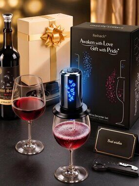 Electric Wine Aerator & Decanter Set - 8-Piece Automatic Wine Gift Kit